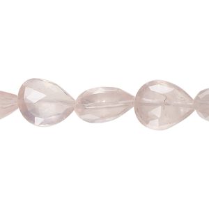 Rose quartz 1pkg1, hand-cut faceted puffed teardrop bead natural 7 inch 12x10mm-16x11mm