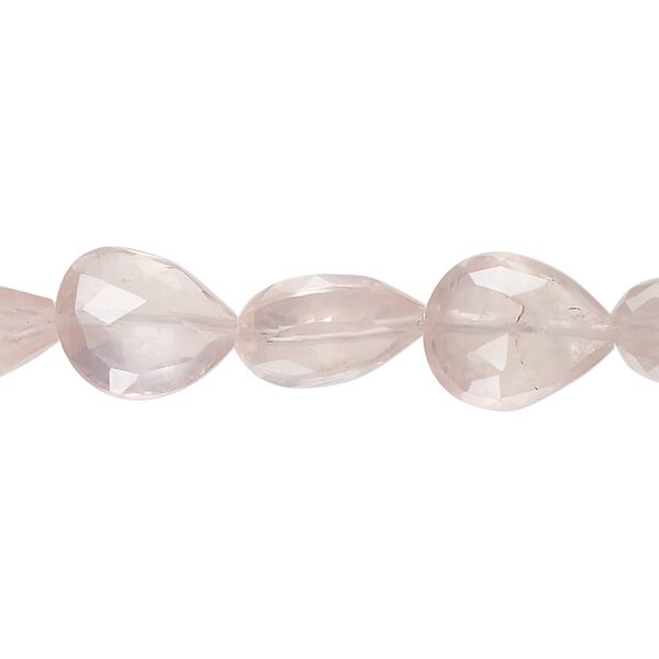 Rose quartz 1pkg1, hand-cut faceted puffed teardrop bead natural 7 inch 12x10mm-16x11mm image number 0