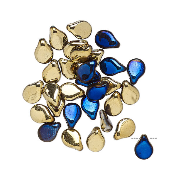 Bead, Preciosa Pip™, Czech pressed glass, opaque California blue, 7x5mm top-drilled pip. Sold per pkg of 30. image number 0