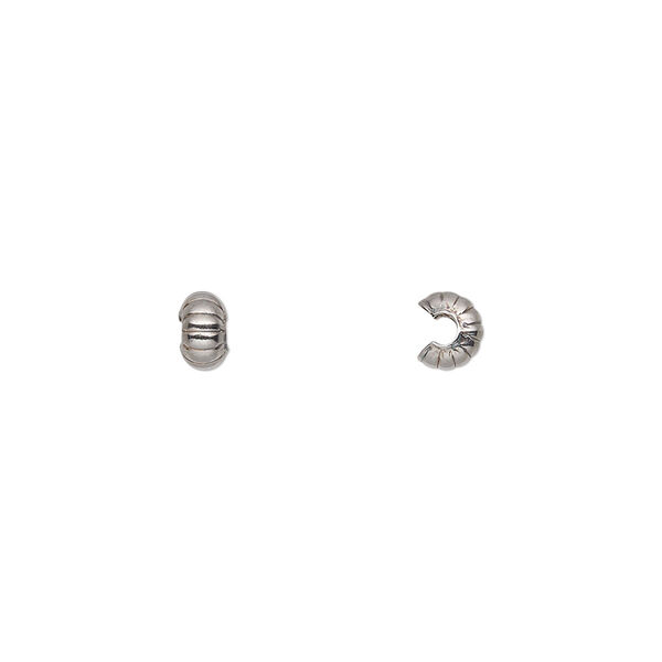 Crimp cover, stainless steel, 4mm corrugated round. Sold per pkg of 500. image number 0
