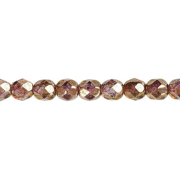Bead, Czech fire-polished glass, translucent copper luster, 6mm faceted round. Sold per pkg of 1,200 (1 mass). image number 0