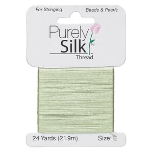 Thread, Purely Silk™, medium green, size E. Sold per 24-yard card.