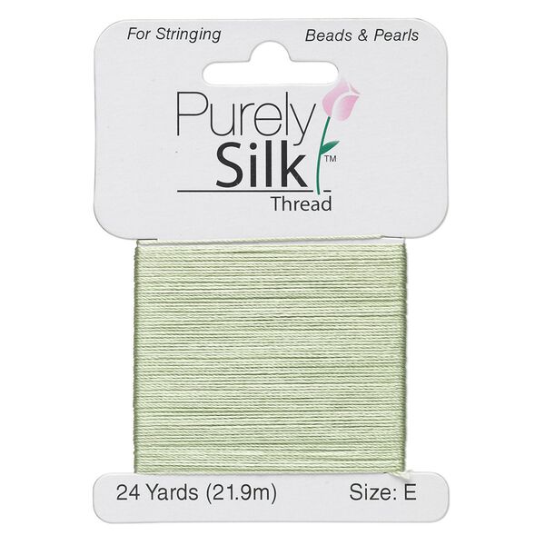 Thread, Purely Silk™, medium green, size E. Sold per 24-yard card. image number 0