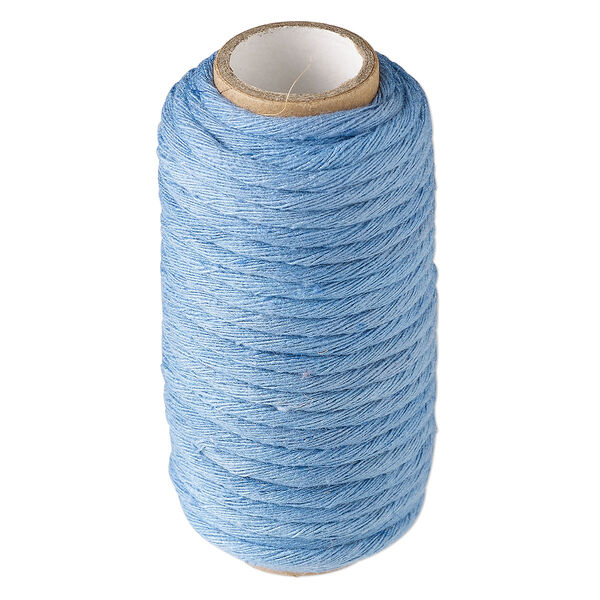 Cord, cotton, blue, 3mm round. Sold per 10-yard spool. image number 0