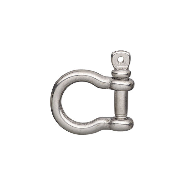 Clasp, anchor shackle, stainless steel, 25x24mm threaded, fits up to 8mm cord. Sold individually. image number 0