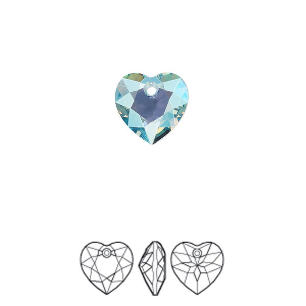 Drop 2pk aquamarine shimmer, Crystal Passions® 10.5mm pendant heart cut 6432 image number 0
