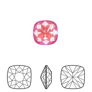 Fancy stone 1pk crystal lotus pink DeLite, Crystal Passions® 12mm cushion 4470