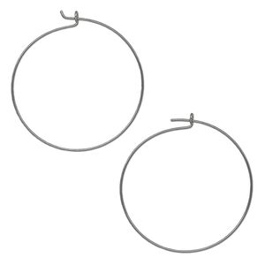 Hoop, gunmetal-plated brass, 25mm round hoop, 24 gauge. Sold per pkg of 50 pairs.