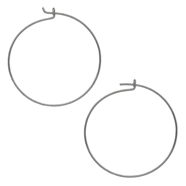 Hoop, gunmetal-plated brass, 25mm round hoop, 24 gauge. Sold per pkg of 50 pairs. image number 0