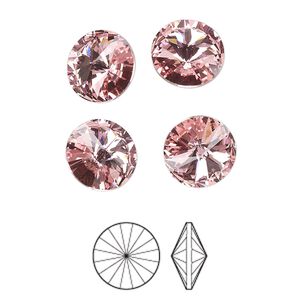 Chaton 8pk light rose foil back, Preciosa MAXIMA Czech crystal rhinestone 10.54-10.91mm rivoli SS47