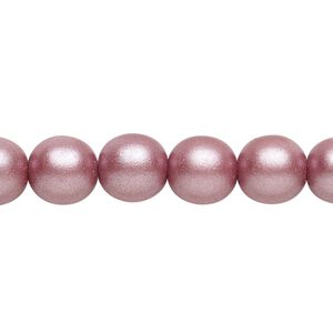 Bead, Czech glass druk, opaque satin mauve, 10mm round. Sold per 15-1/2" to 16" strand.