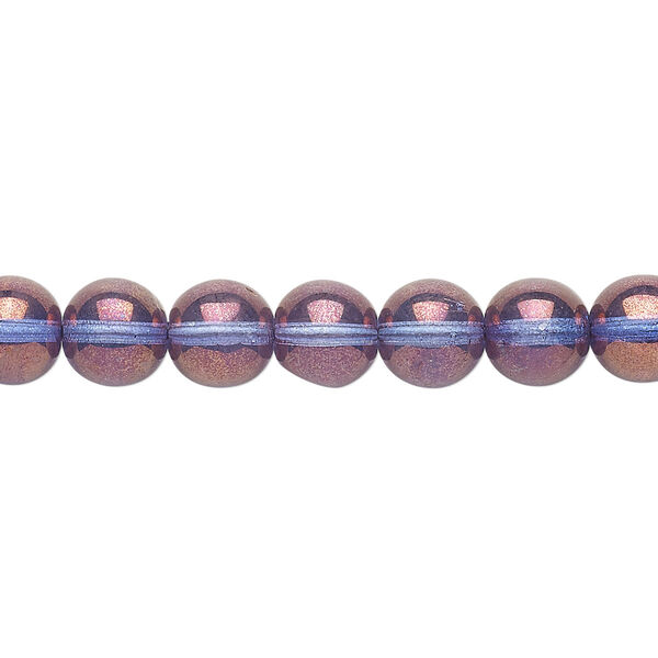 Bead, Czech glass druk, translucent lilac luster, 8mm round. Sold per 15-1/2" to 16" strand. image number 0