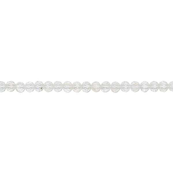Bead, quartz crystal (natural), 2mm hand-cut faceted rondelle, B grade, Mohs hardness 7. Sold per 13-inch strand. image number 0