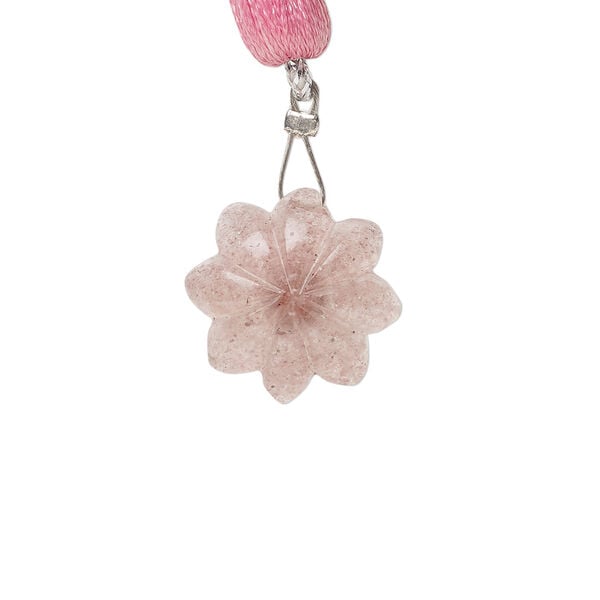 Strawberry quartz / garnet 1pkg1, top-drilled hand-cut 1sided carved flower bead natural, 16mm image number 1