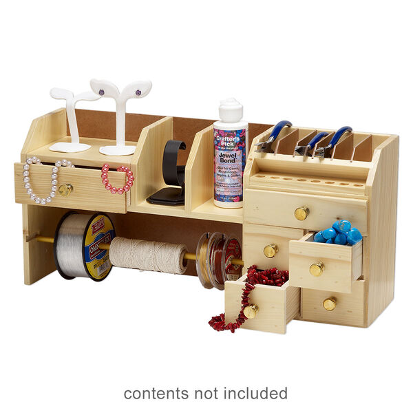 Organizer bench 1pkg1 pine wood / stainless steel / brass, 18x5-1/2x8-1/4 inch / 11-1/2x1/4 inch, brown / nickel finish / silver image number 0