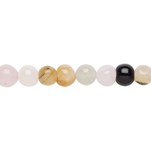 Multi-gemstone / glass 1pkg1, hand-cut round bead 12 inch 5-7mm