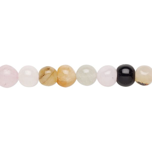 Multi-gemstone / glass 1pkg1, hand-cut round bead 12 inch 5-7mm image number 0