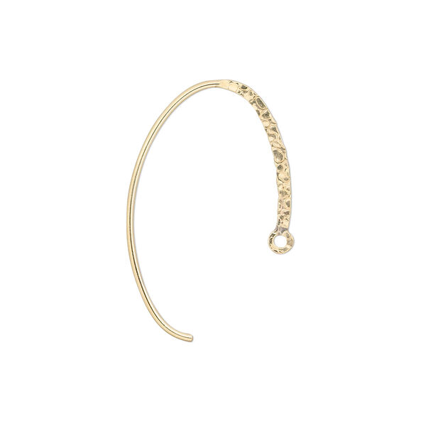 Ear wire, 14Kt gold-filled, 19mm textured flat oval with closed loop, 20 gauge. Sold per pair. image number 0