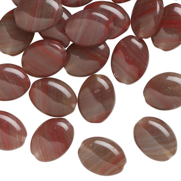 Bead, Czech pressed glass, translucent dark red-brown, 12x9mm puffed oval. Sold per 1-ounce pkg, approximately 40 beads. image number 0