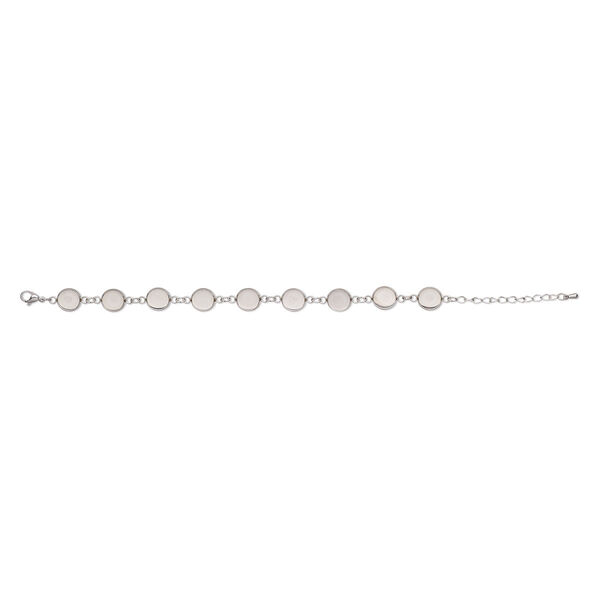 Bracelet, Almost Instant Jewelry®, stainless steel, 12mm wide with (9) 10mm chessboard round settings, 7-1/2 inches with 2-inch extender chain and lobster claw clasp. Sold individually. image number 0