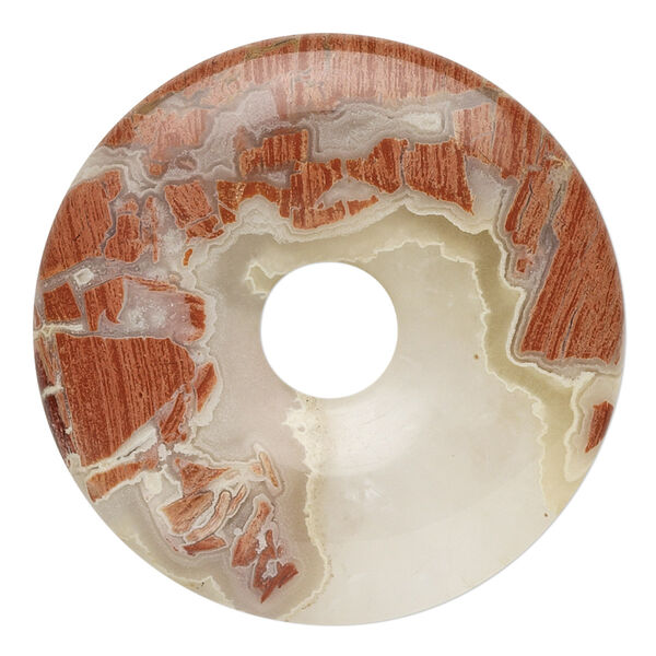 Focal, brecciated jasper (natural), 40mm round donut, B grade, Mohs hardness 6-1/2 to 7. Sold individually. image number 0