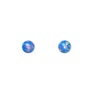 Bead, "opal" (silica and epoxy) (man-made), royal blue, 6mm round. Sold individually.
