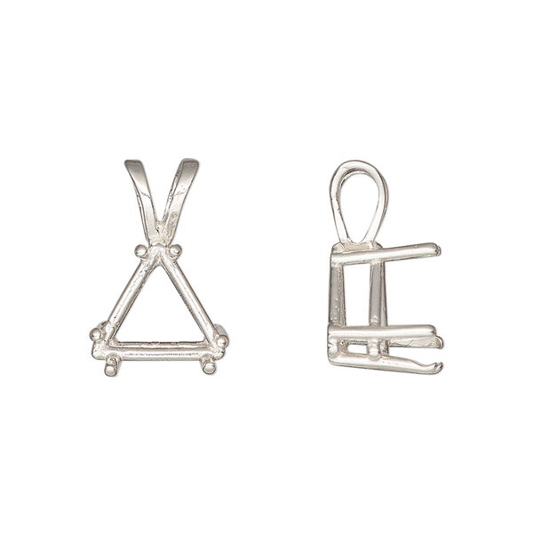 Pendant, Sure-Set™, sterling silver, 12mm with 6-prong triangle basket setting. Sold individually. image number 0