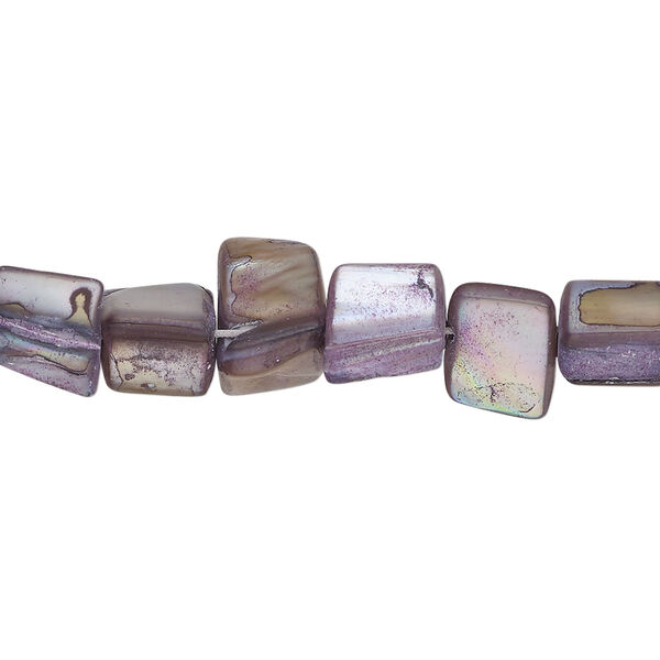 Mother-of-pearl shell 1pkg1, triangle tube bead 14 inch grey / purple 8x6mm-13x8mm image number 0