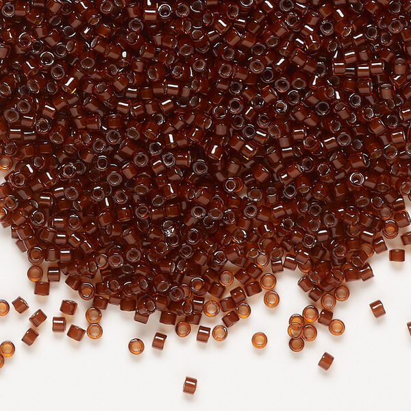 Seed bead, Delica®, glass, pkg/250g, #11 round, transparent dark topaz-lined rootbeer (DB-1392). image number 0