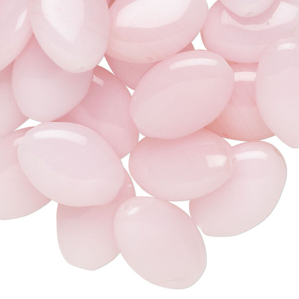 Bead, Czech pressed glass, translucent candy pink, 16x11mm-16x12mm puffed oval. Sold per 2-ounce pkg, approximately 43 beads. image number 0