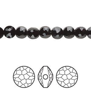 Bead 288pk jet, Swarovski® 6mm puffed round 5034