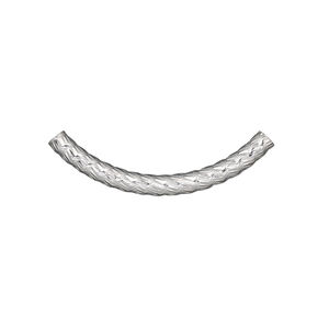 Bead, sterling silver, 30x2.5mm diamond-cut curved tube. Sold individually.