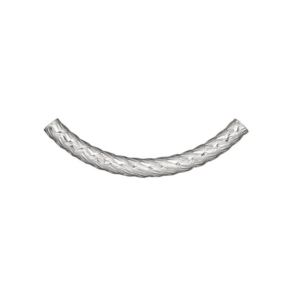 Bead, sterling silver, 30x2.5mm diamond-cut curved tube. Sold individually. image number 0