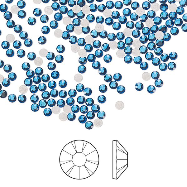 Flat back 1440pk Capri blue foil back, Preciosa MAXIMA Czech crystal hotfix rhinestone 1.9-2.1mm chaton rose round SS6 image number 0