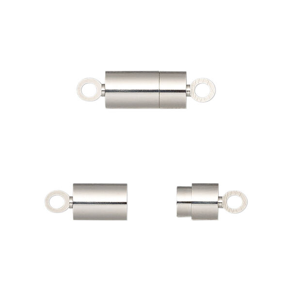Clasp, magnetic, silver-finished brass, 12x6mm barrel. Sold individually. image number 0