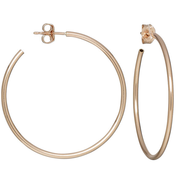 Earring, 14Kt rose gold-filled, 30.5mm hoop with post and flexible hollow tube. Sold per pair. image number 0