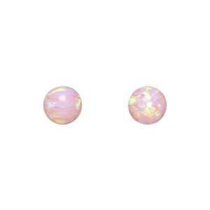 Bead, "opal" (silica and epoxy) (man-made), pink, 8mm round. Sold individually.
