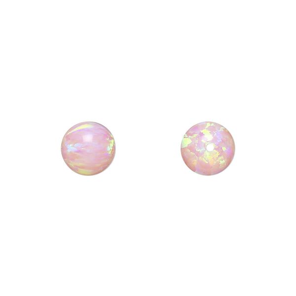 Bead, "opal" (silica and epoxy) (man-made), pink, 8mm round. Sold individually. image number 0