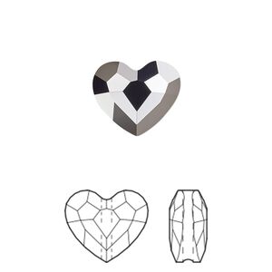 Bead 4pk crystal silver night 2X, Crystal Passions® 12mm love 5741