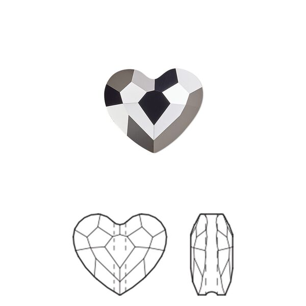 Bead 4pk crystal silver night 2X, Crystal Passions® 12mm love 5741 image number 0