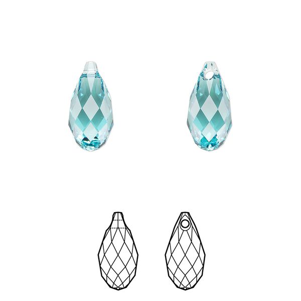 Briolette 2pk light turquoise, Crystal Passions® 13x6.5mm pendant drop 6010 image number 0
