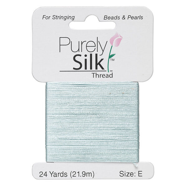 Thread, Purely Silk™, pale green, size E. Sold per 24-yard card. image number 0