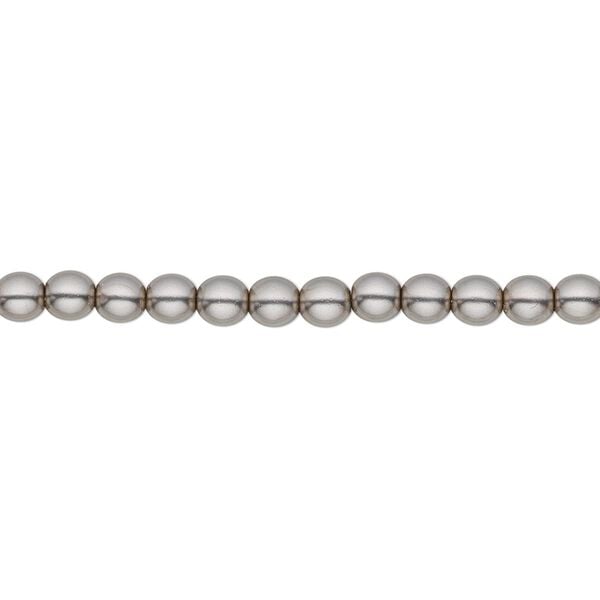 Bead, Czech pearl-coated glass druk, opaque grey, 4mm round. Sold per 15-1/2" to 16" strand. image number 0
