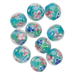 Bead, glass, light blue, 14x13mm barrel. Sold per pkg of 10.