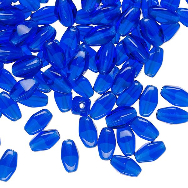 Bead, Czech pressed glass, translucent cobalt blue, 8x4mm double cone. Sold per 1-ounce pkg, approximately 140 beads. image number 0