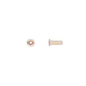 Eyelet, copper, 7x3.5mm with 6x1.9mm tube and 1.4mm inside diameter, fits 2mm hole. Sold per pkg of 100.