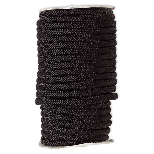 Cord, nylon, black, 8mm braided. Sold per 60-foot spool. image number 0