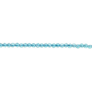 Glass 1pkg1, faceted round bead 14 inch transparent teal blue 2mm