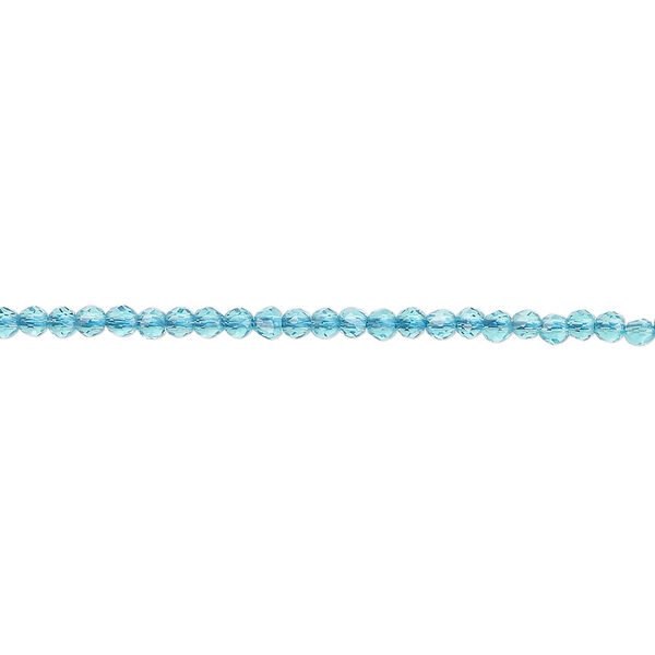 Glass 1pkg1, faceted round bead 14 inch transparent teal blue 2mm image number 0