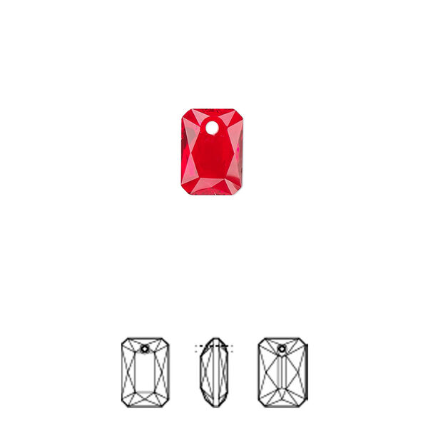 Drop 4pk light Siam, Crystal Passions® 9x6mm pendant emerald cut 6435 image number 0